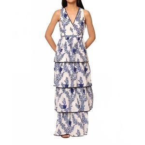 NEW BEYOND BY VERA southern charm tiered maxi dress in blue